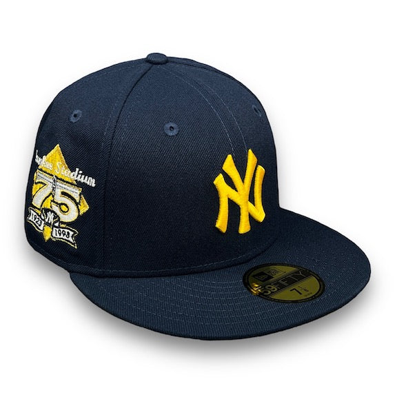 Yankees 75 New Era 59FIFTY Blue Oceanside Fitted Hat Bottom