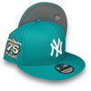 Yankees 75th New Era 9FIFTY Teal Snapback Hat