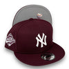Yankees 96 WS New Era 9FIFTY Maroon Snapback Hat Grey Botton
