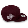 Yankees 96 WS New Era 9FIFTY Maroon Snapback Hat Grey Botton