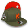 Yankees 96 WS New Era 9FIFTY Olive Snapback Hat Orange Botton