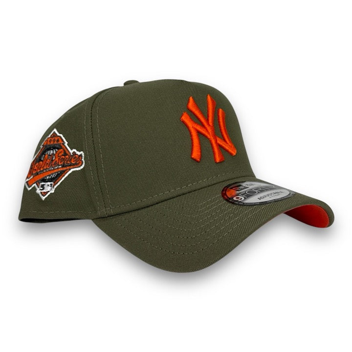 Yankees 96 WS New Era 9FORTY AF Olive Green Snapback Hat Orange UV