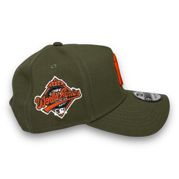 Yankees 96 WS New Era 9FORTY AF Olive Green Snapback Hat Orange UV