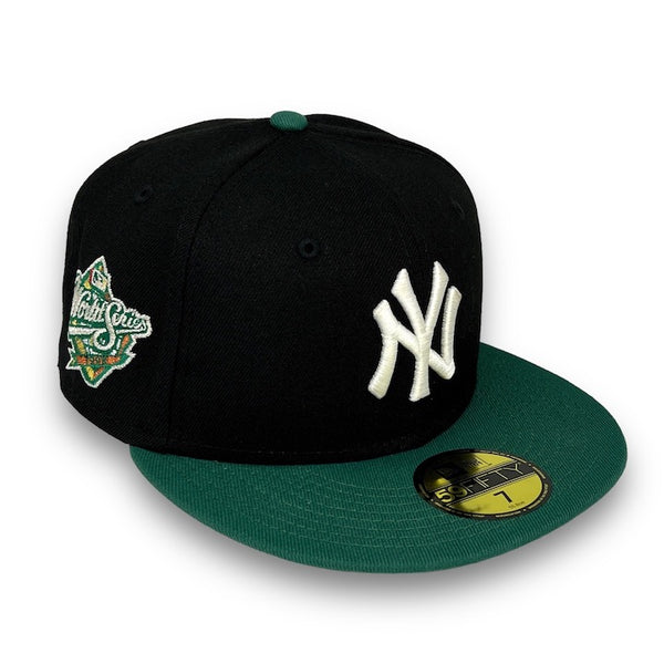 Yankees 98 WS 59FIFTY New Era Black & Emerald Green Fitted Hat Gray Bottom