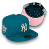Yankees 98 WS 59FIFTY New Era Titlewave Blue Fitted Hat Pink Bottom