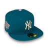 Yankees 98 WS 59FIFTY New Era Titlewave Blue Fitted Hat Pink Bottom