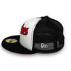 Yankees 99 WS 59FIFTY Trucker New Era White & Black Fitted Hat Red Bottom