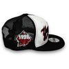 Yankees 99 WS 9FIFTY New Era White & Black Trucker Snapback Hat Red Bottom