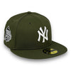 Yankees 99 WS New Era 59FIFTY Olive Hat Snow Grey UV