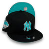 Yankees 99 WS New Era 9FIFTY Black Snapback Hat Teal Botton