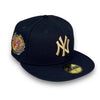 Yankees Laurel Side Patch 59FIFTY New Era Navy Fitted Hat C Green Bottom