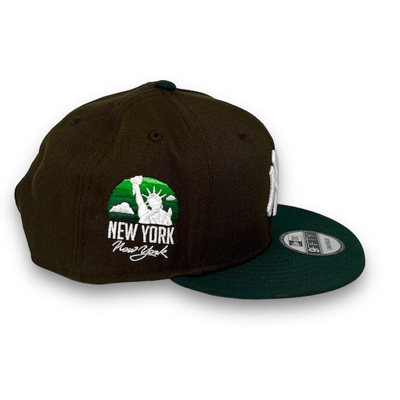 Yankees Sunrise New Era 9FIFTY Brown & Green Snapback Hat Grey Botton