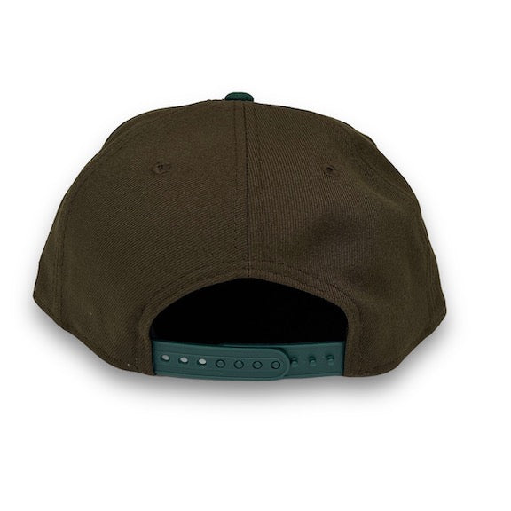 Yankees Sunrise New Era 9FIFTY Brown & Green Snapback Hat Grey Botton