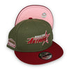 Astros Astrodome 9FIFTY New Era Olive & H Red Snapback Hat Pink Bottom