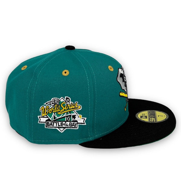 Athletics 89 WS 59FIFTY New Era Green & Black Fitted Hat Green Bottom