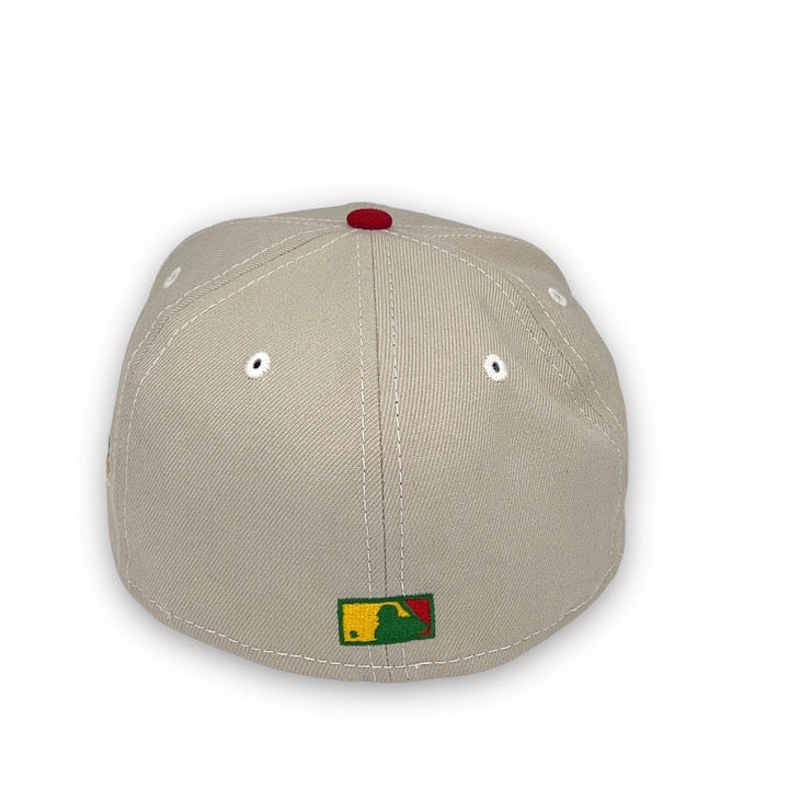 BHM Yankees 59FIFTY New Era Stone & Red Fitted Hat Grey Bottom