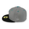 BP Marlins 25th Anni. New Era 59FIFTY Grey & Black Hat Teal Bottom