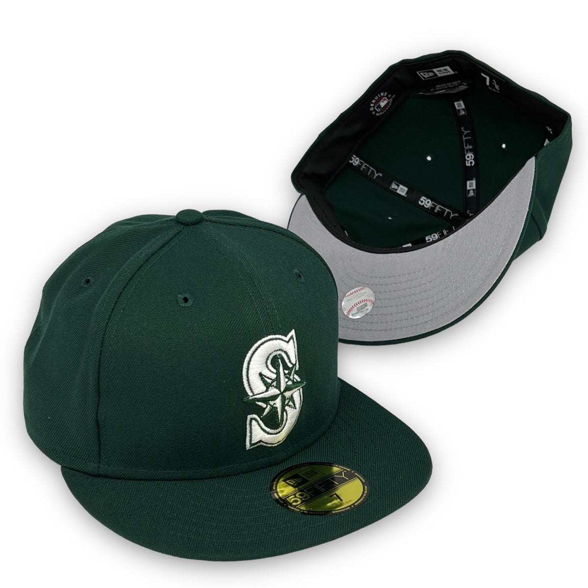 Basic Mariners 59Fifty New Era Fitted Dark Green Hat USA CAP KING