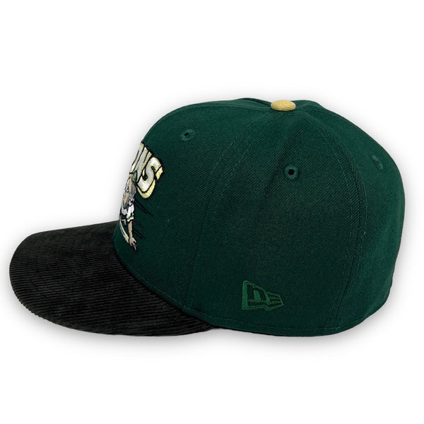 Bisons New Era 59FIFTY Dark Green & Black Corduroy Hat Vegas Gold Bottom