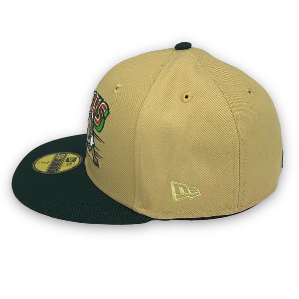 Bisons New Era 59FIFTY Vegas Gold & DK Green Fitted Hat Rust Orange Bottom