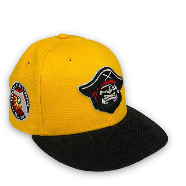 Bradenton Marauders 59FIFTY New Era Yellow & Black Cord Fitted Hat Snow Grey Bottom