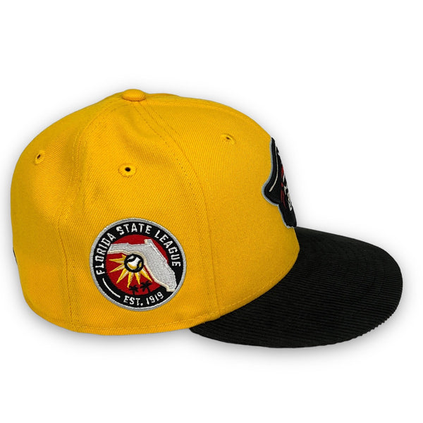 Bradenton Marauders 59FIFTY New Era Yellow & Black Cord Fitted Hat Snow Grey Bottom