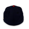 Braves 57 WS New Era 59FIFTY Navy & Red Fitted Hat Green Bottom