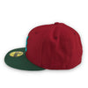Braves JR 50th New Era 59FIFTY Pinot Red & Pine Green Hat Lava Teal Bottom
