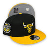 Bulls 6x Champs 9FIFTY New Era Black & Yellow Snapback Hat Grey Bottom