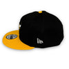 Bulls 6x Champs 9FIFTY New Era Black & Yellow Snapback Hat Grey Bottom