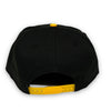 Bulls 6x Champs 9FIFTY New Era Black & Yellow Snapback Hat Grey Bottom