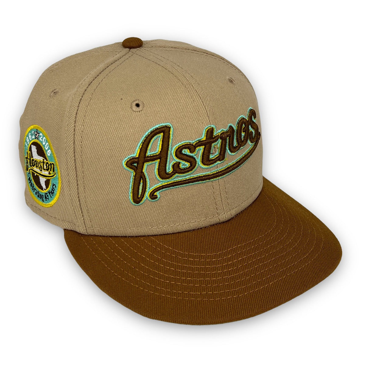 Calligraphy Pack Astros 59FIFTY New Era Camel & Brown Fitted Hat Mint Bottom