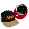 Calligraphy Pack Braves 59FIFTY New Era Black & Camel Fitted Hat Red Bottom