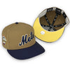 Calligraphy Pack Mets 59FIFTY New Era Khaki & Light Navy Fitted Hat Soft Yellow Bottom