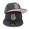 Chicago Cubs New Era 59FIFTY Graphite Hat Pink Bottom