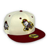 Cincinnati Reds 59FIFTY New Era Off White & H Red Fitted Hat Gray Bottom