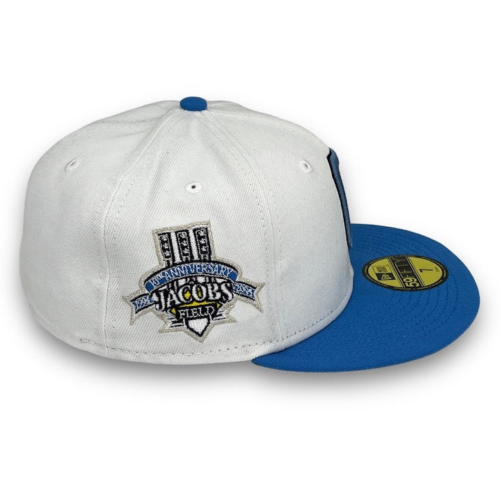 Cleveland Indians New Era 59FIFTY White & A. Blue Hat Kelly Green Botton