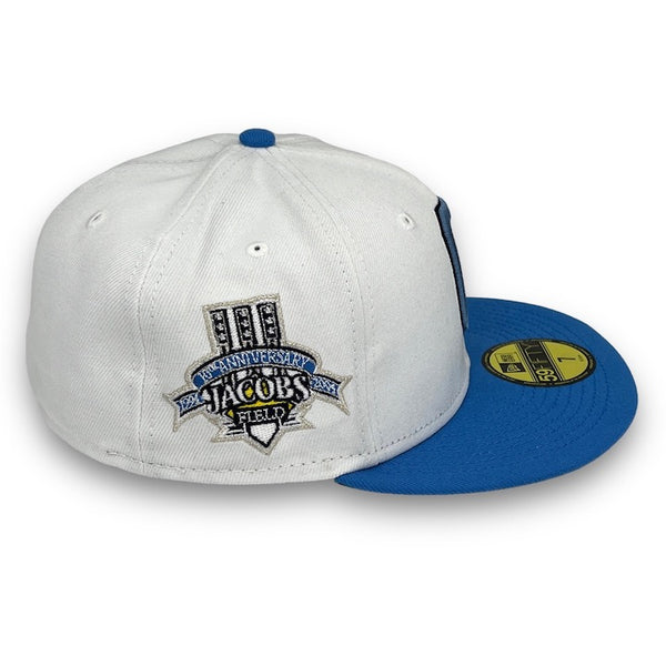 Cleveland Indians New Era 59FIFTY White & A. Blue Hat Kelly Green Botton