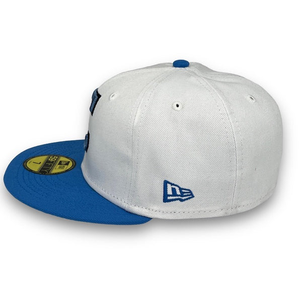 Cleveland Indians New Era 59FIFTY White & A. Blue Hat Kelly Green Botton