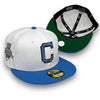 Cleveland Indians New Era 59FIFTY White & A. Blue Hat Kelly Green Botton