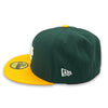 Color Guts A's New Era 59FIFTY Green & Yellow Hat Lavender Bottom