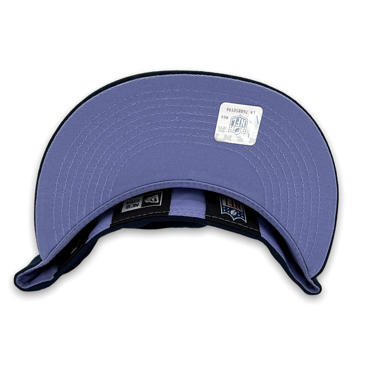 Color Guts Patriots New Era 59FIFTY Ocean Blue Hat Lavender Bottom