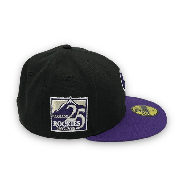 Colorado Rockies 25th Anniversary New Era Black & Purple Hat Gray Bottom