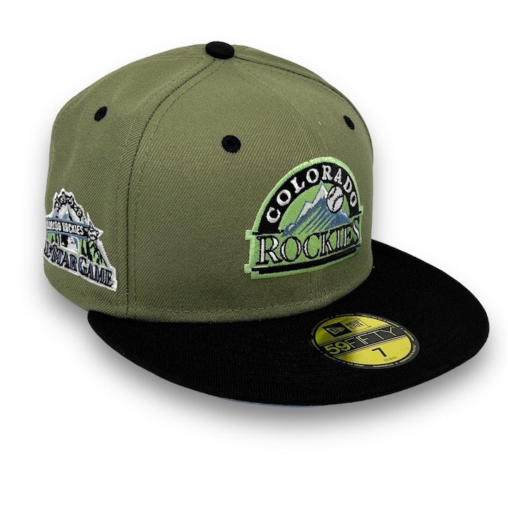 Colorado Rockies 98 ASG New Era 59FIFTY Green & Black Hat Sky Blue Botton
