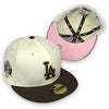 Crepe Cafe Dodgers New Era 59FIFTY Chrome & Brown Fitted Hat Pink Bottom