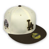 Crepe Cafe Dodgers New Era 59FIFTY Chrome & Brown Fitted Hat Pink Bottom