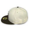 Crepe Cafe Dodgers New Era 59FIFTY Chrome & Brown Fitted Hat Pink Bottom