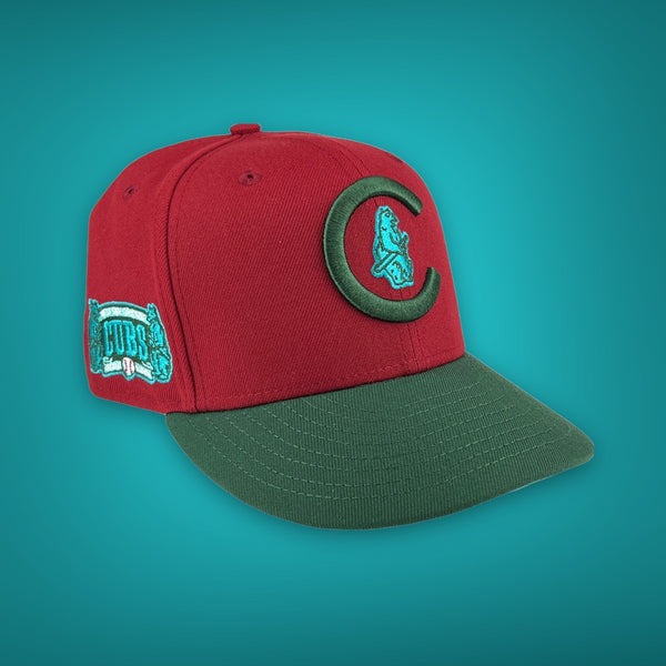 Cubs WSG New Era 59FIFTY Pinot Red & Pine Green Hat Lava Teal Bottom