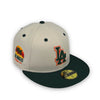 Dodgers 59FIFTY New Era Stone & DK Green Fitted Hat Green Bottom