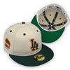 Dodgers 59FIFTY New Era Stone & DK Green Fitted Hat Green Bottom